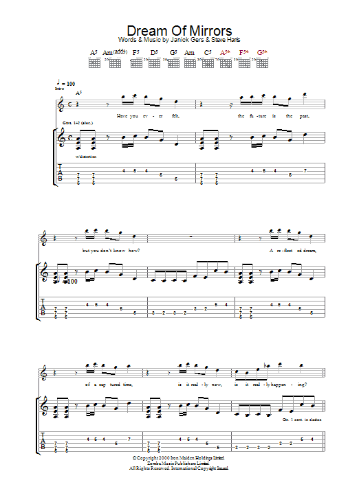 Iron Maiden Dream Of Mirrors Sheet Music Notes & Chords for Guitar Tab - Download or Print PDF