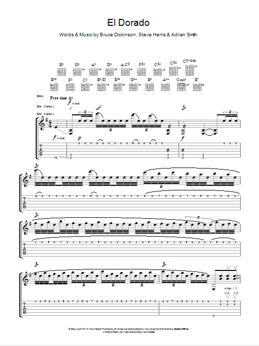 Iron Maiden El Dorado Sheet Music Notes & Chords for Guitar Tab - Download or Print PDF