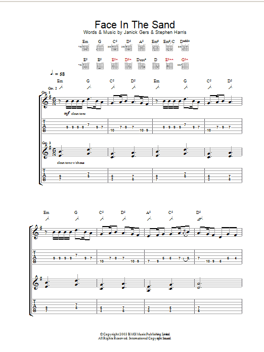 Iron Maiden Face In The Sand Sheet Music Notes & Chords for Guitar Tab - Download or Print PDF