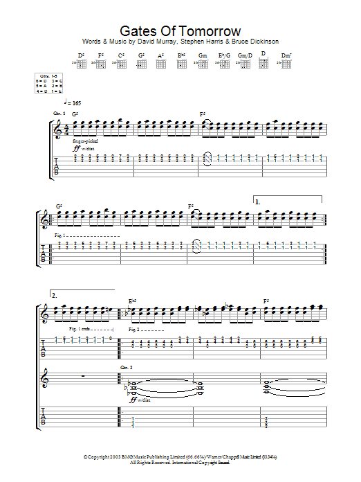 Iron Maiden Gates Of Tomorrow Sheet Music Notes & Chords for Guitar Tab - Download or Print PDF