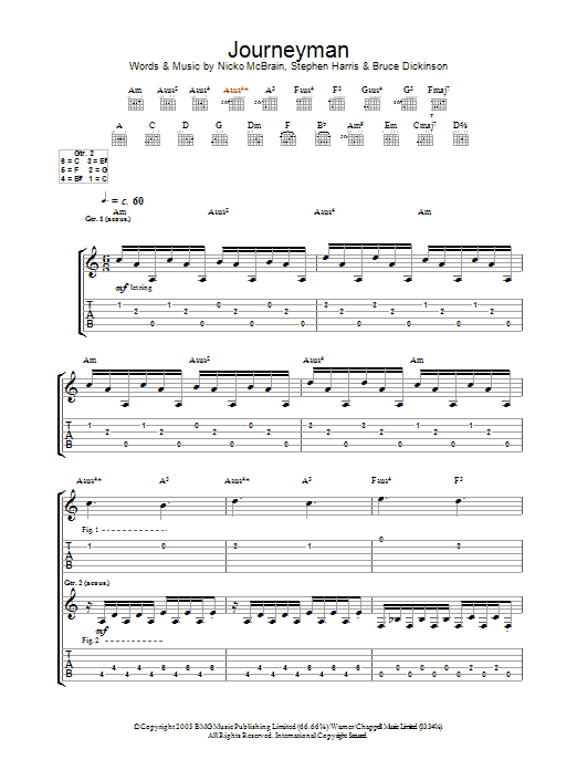 Iron Maiden Journeyman Sheet Music Notes & Chords for Guitar Tab - Download or Print PDF