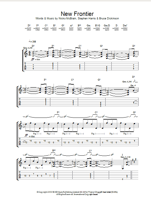 Iron Maiden New Frontier Sheet Music Notes & Chords for Guitar Tab - Download or Print PDF