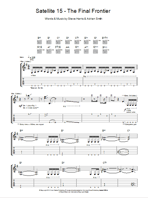 Iron Maiden Satellite 15 - The Final Frontier Sheet Music Notes & Chords for Guitar Tab - Download or Print PDF