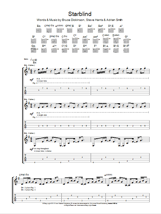 Iron Maiden Starblind Sheet Music Notes & Chords for Guitar Tab - Download or Print PDF