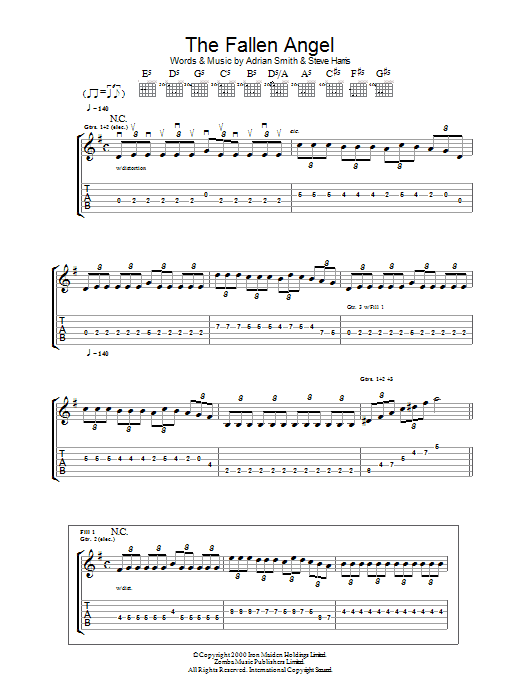 Iron Maiden The Fallen Angel Sheet Music Notes & Chords for Guitar Tab - Download or Print PDF