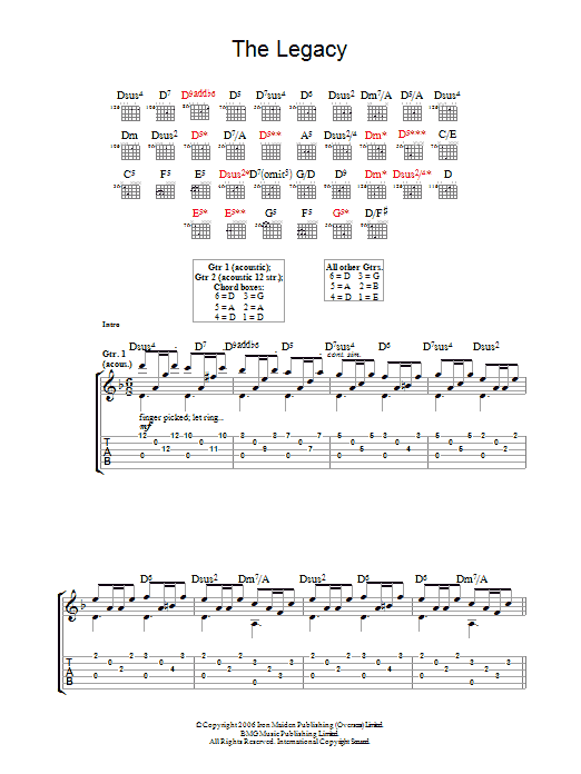 Iron Maiden The Legacy Sheet Music Notes & Chords for Guitar Tab - Download or Print PDF