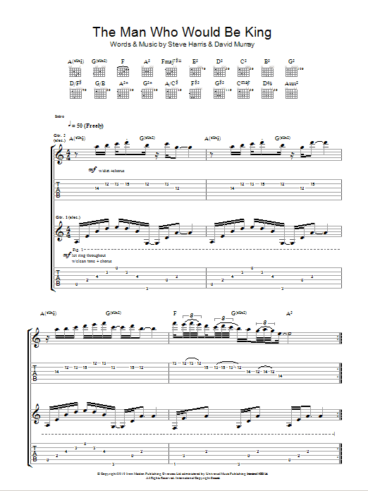 Iron Maiden The Man Who Would Be King Sheet Music Notes & Chords for Guitar Tab - Download or Print PDF
