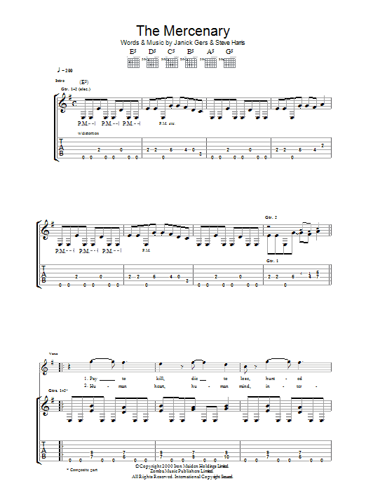 Iron Maiden The Mercenary Sheet Music Notes & Chords for Guitar Tab - Download or Print PDF