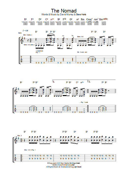 Iron Maiden The Nomad Sheet Music Notes & Chords for Guitar Tab - Download or Print PDF