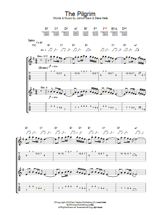 Iron Maiden The Pilgrim Sheet Music Notes & Chords for Guitar Tab - Download or Print PDF