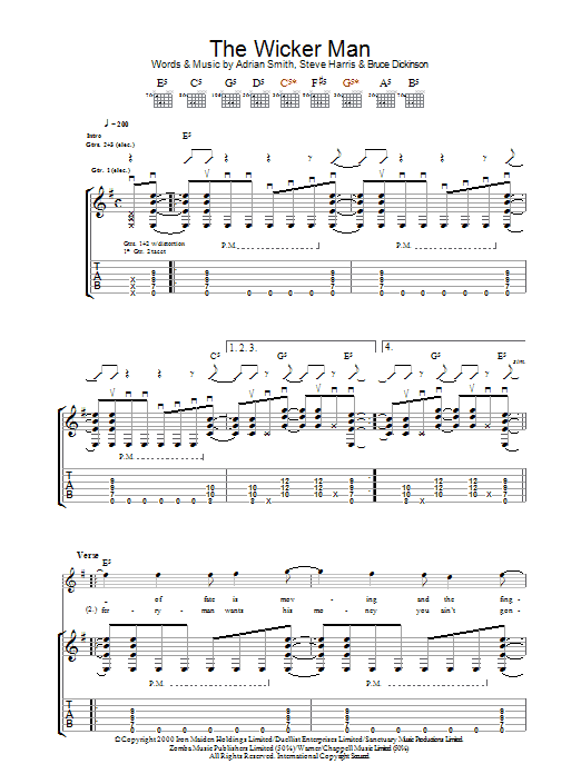 Iron Maiden The Wicker Man Sheet Music Notes & Chords for Bass Guitar Tab - Download or Print PDF