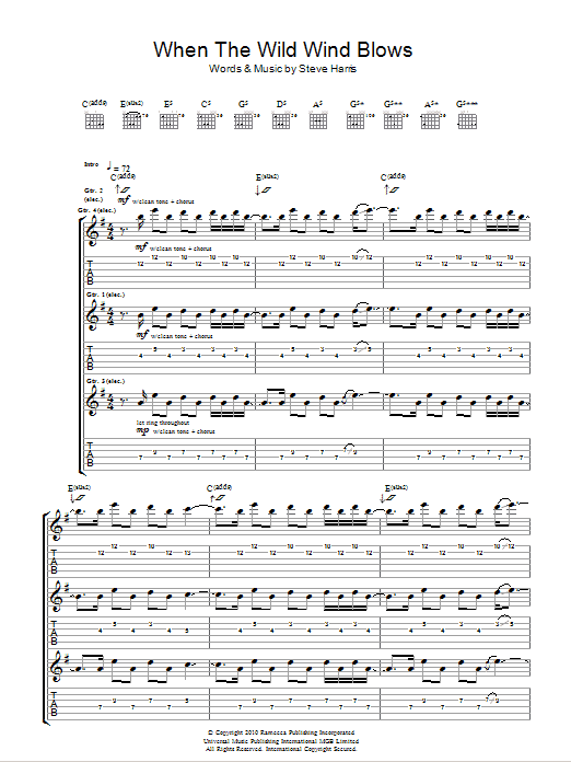 Iron Maiden When The Wild Wind Blows Sheet Music Notes & Chords for Guitar Tab - Download or Print PDF