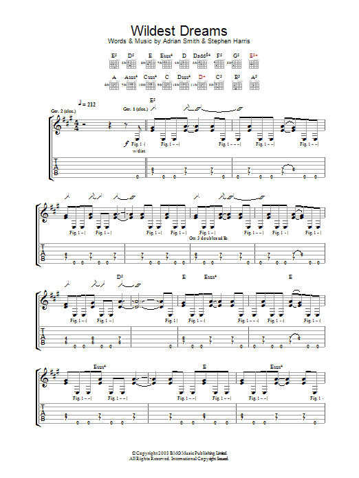 Iron Maiden Wildest Dreams Sheet Music Notes & Chords for Guitar Tab - Download or Print PDF