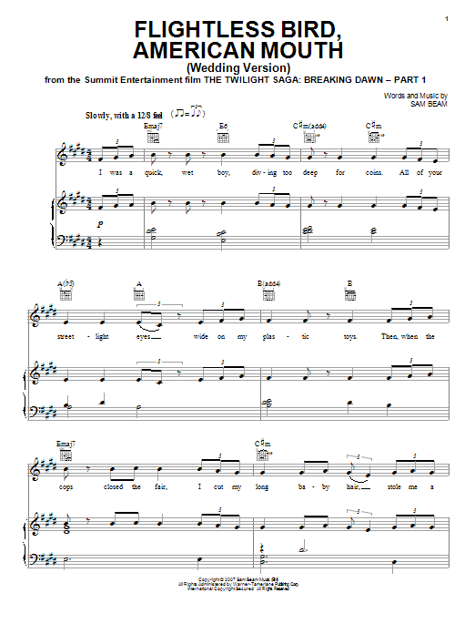 Flightless Bird, American Mouth (Wedding Version) sheet music