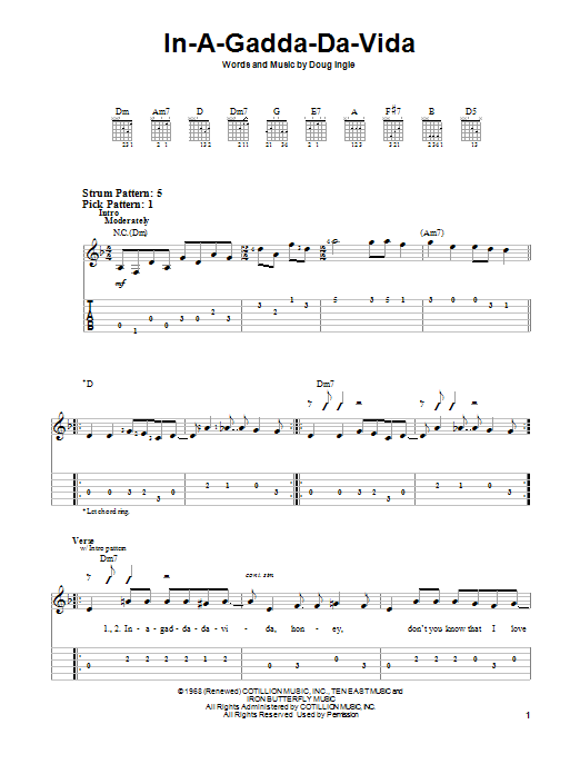 Preview Iron Butterfly In-A-Gadda-Da-Vida Rock sheet music, notes and chords for Keyboard Transcription, SKU: 176761 In-A-Gadda-Da-Vida sheet music