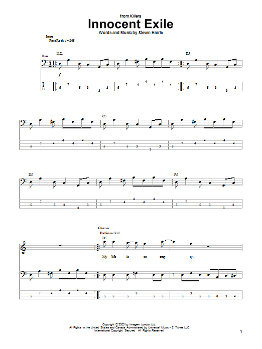 Preview Iron Maiden Innocent Exile Pop sheet music, notes and chords for Bass Guitar Tab, SKU: 67989 Innocent Exile sheet music