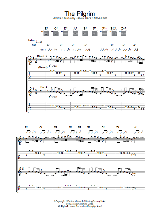 Preview Iron Maiden The Pilgrim Rock sheet music, notes and chords for Guitar Tab, SKU: 37498 The Pilgrim sheet music