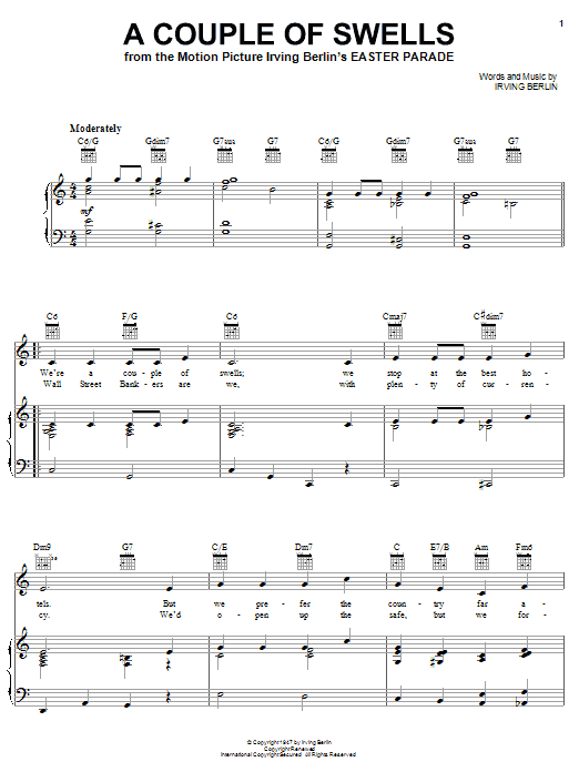 Irving Berlin A Couple Of Swells Sheet Music Notes & Chords for Piano, Vocal & Guitar (Right-Hand Melody) - Download or Print PDF