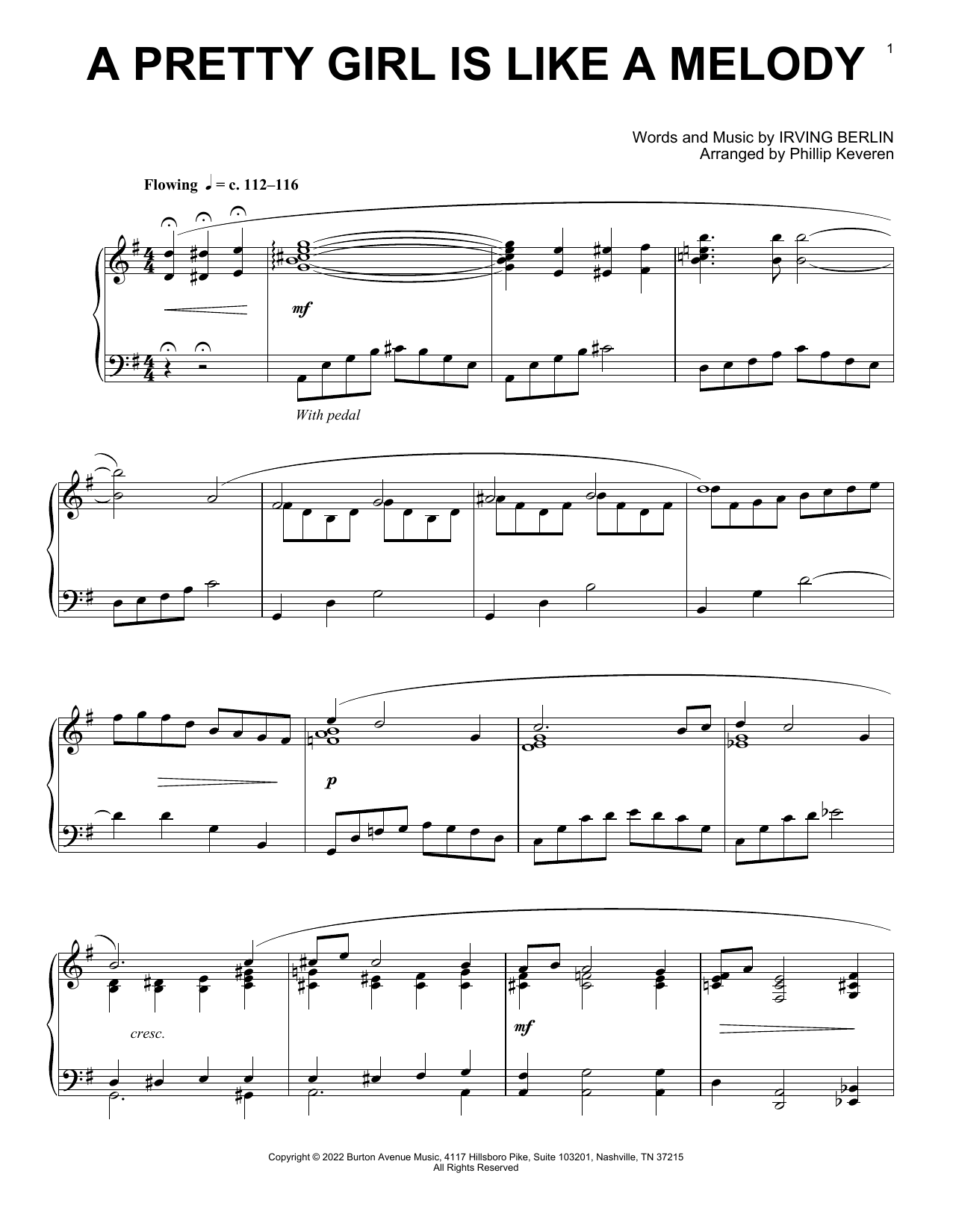 Irving Berlin A Pretty Girl Is Like A Melody (arr. Phillip Keveren) Sheet Music Notes & Chords for Piano Solo - Download or Print PDF