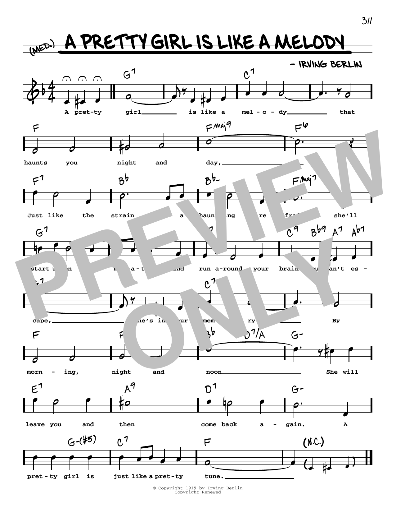Irving Berlin A Pretty Girl Is Like A Melody (High Voice) Sheet Music Notes & Chords for Real Book – Melody, Lyrics & Chords - Download or Print PDF