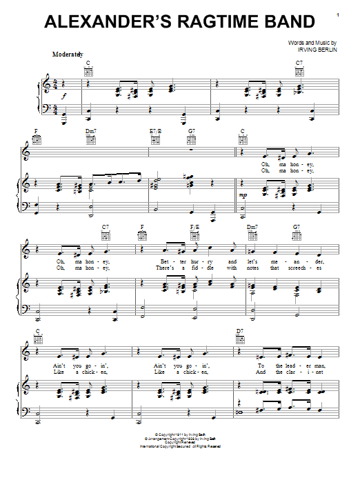 Irving Berlin Alexander's Ragtime Band Sheet Music Notes & Chords for Banjo - Download or Print PDF