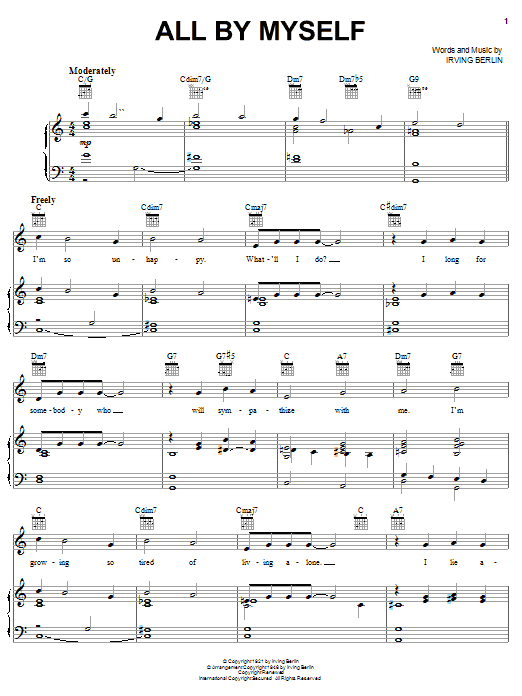 Irving Berlin All By Myself Sheet Music Notes & Chords for Guitar Tab - Download or Print PDF