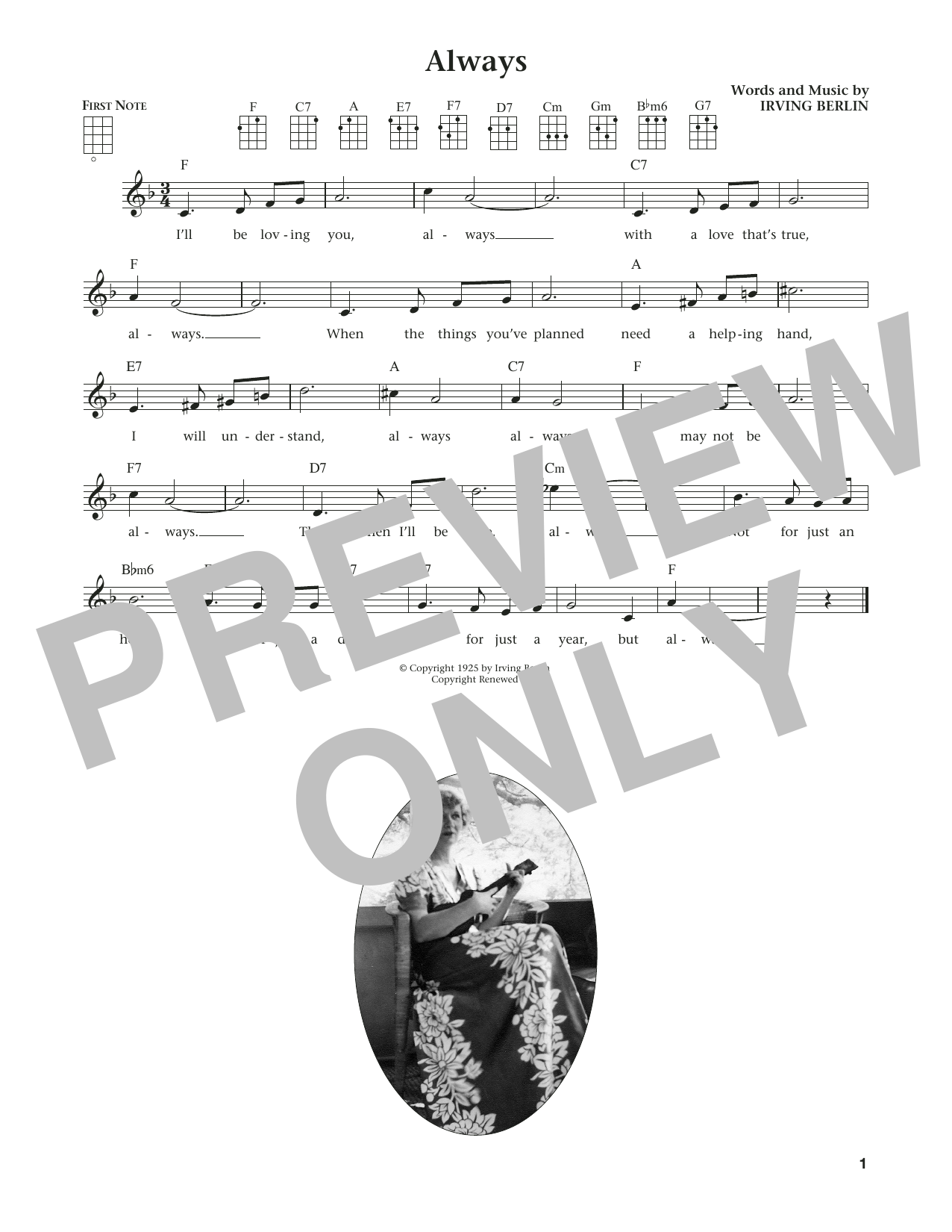 Irving Berlin Always (from The Daily Ukulele) (arr. Liz and Jim Beloff) Sheet Music Notes & Chords for Ukulele - Download or Print PDF