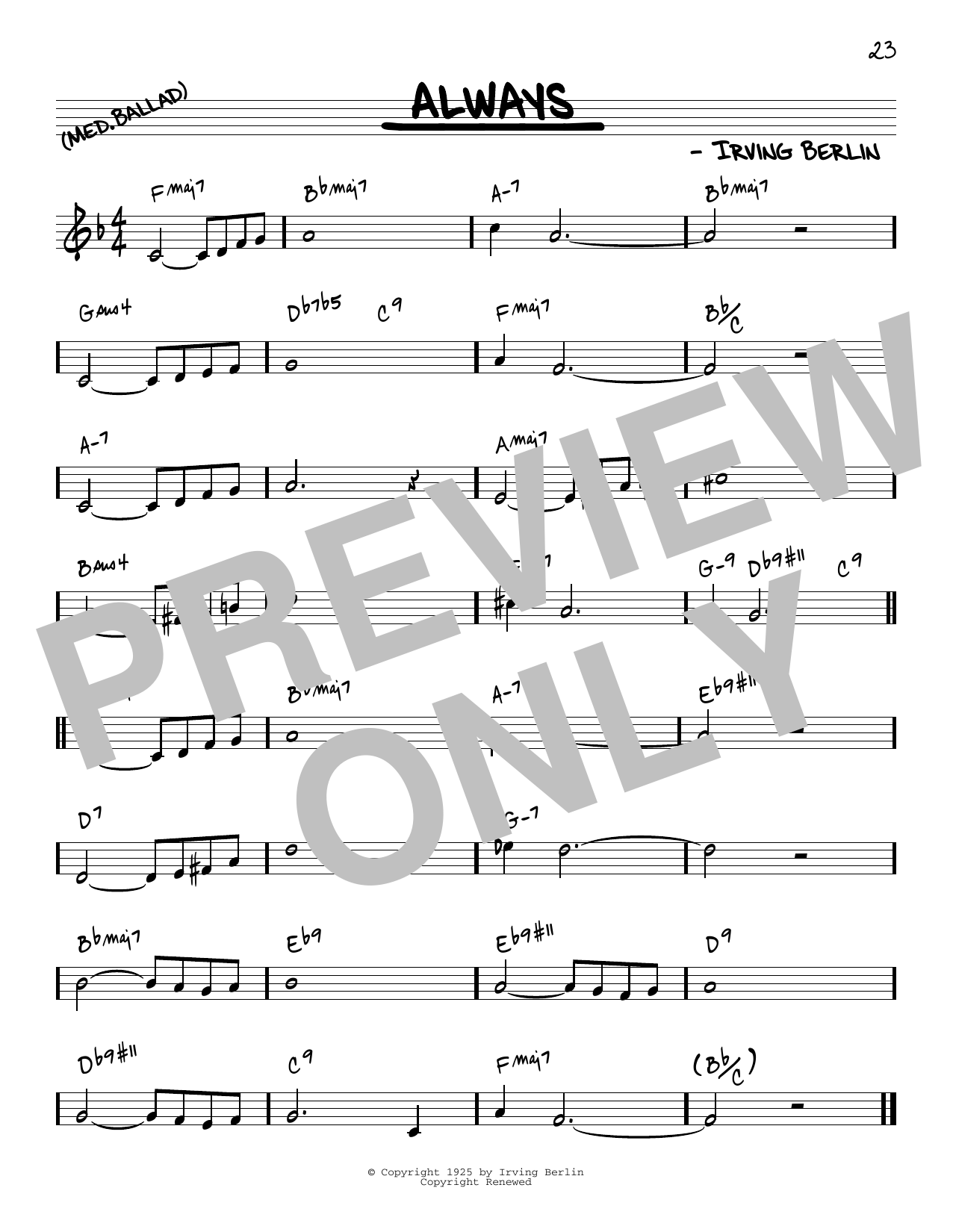 Irving Berlin Always [Reharmonized version] (arr. Jack Grassel) Sheet Music Notes & Chords for Real Book – Melody & Chords - Download or Print PDF