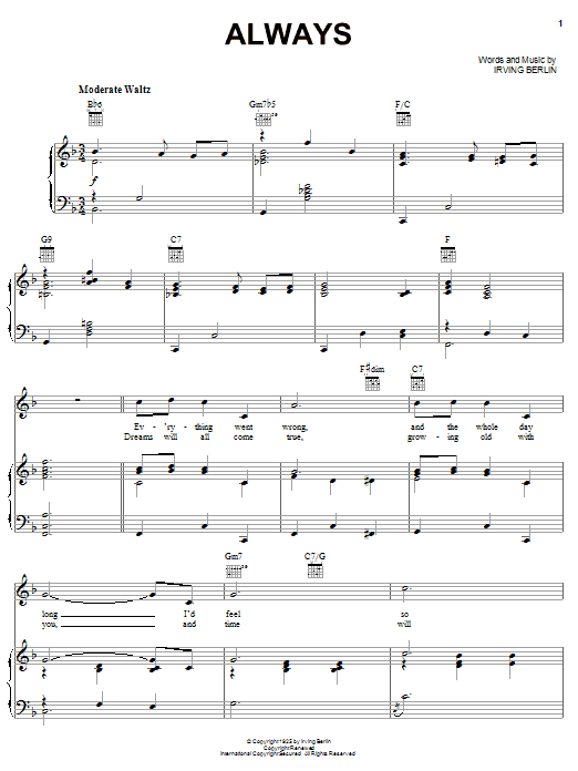 Irving Berlin Always Sheet Music Notes & Chords for Banjo - Download or Print PDF