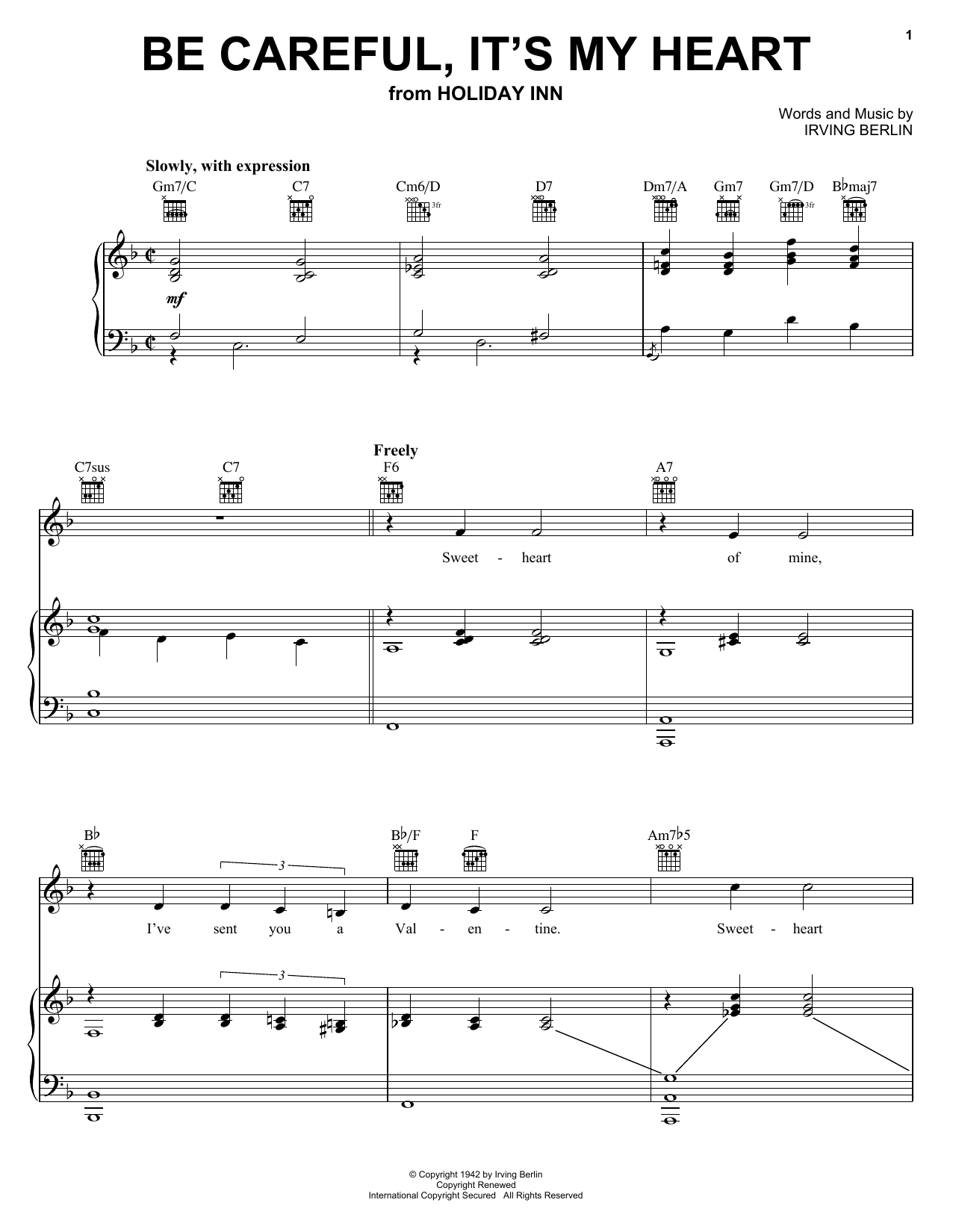 Irving Berlin Be Careful, It's My Heart Sheet Music Notes & Chords for Real Book – Melody & Chords - Download or Print PDF
