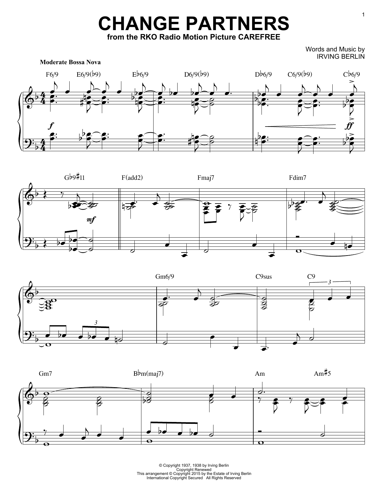 Irving Berlin Change Partners [Jazz version] (arr. Brent Edstrom) Sheet Music Notes & Chords for Piano - Download or Print PDF
