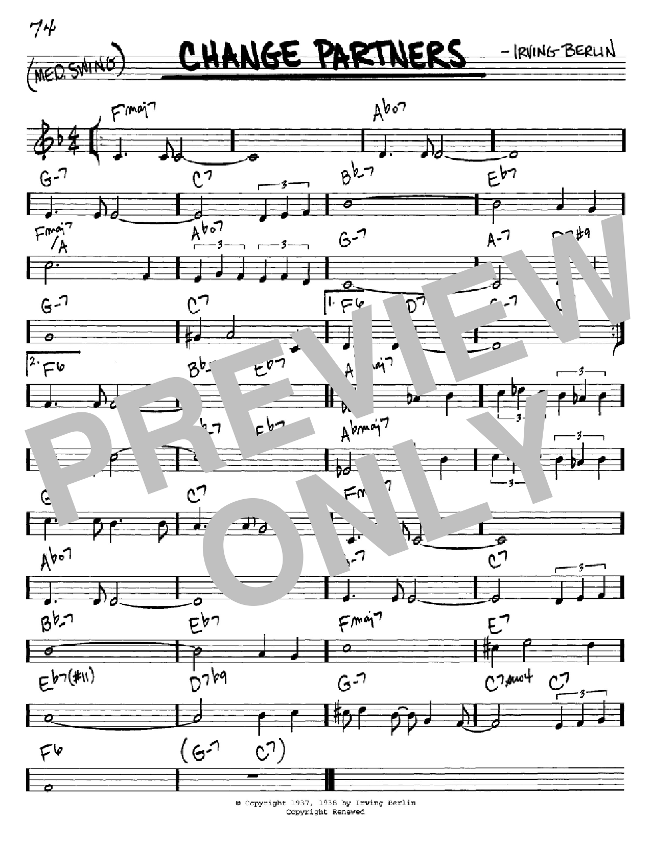 Irving Berlin Change Partners Sheet Music Notes & Chords for Real Book - Melody, Lyrics & Chords - C Instruments - Download or Print PDF