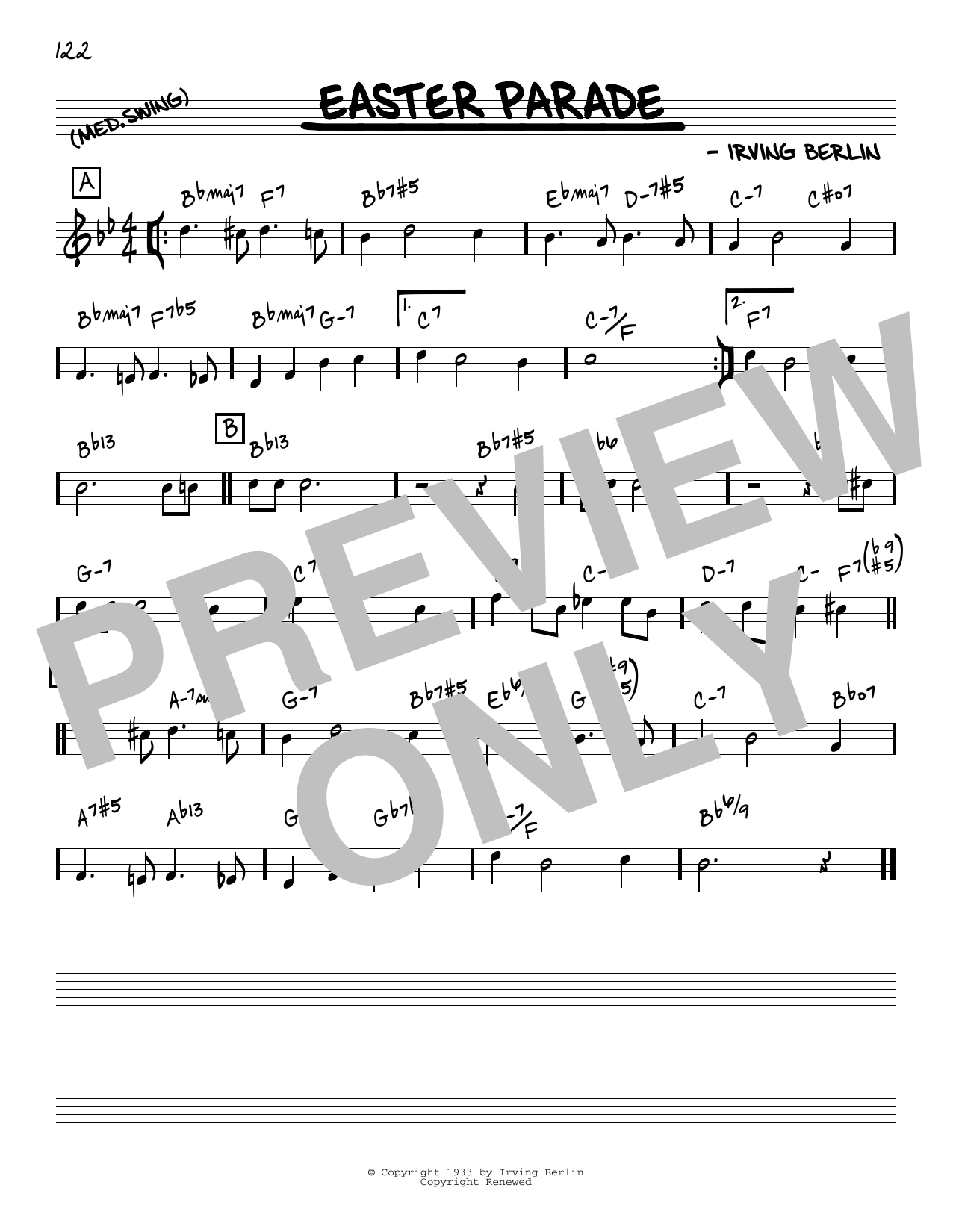 Irving Berlin Easter Parade [Reharmonized version] (arr. Jack Grassel) Sheet Music Notes & Chords for Real Book – Melody & Chords - Download or Print PDF