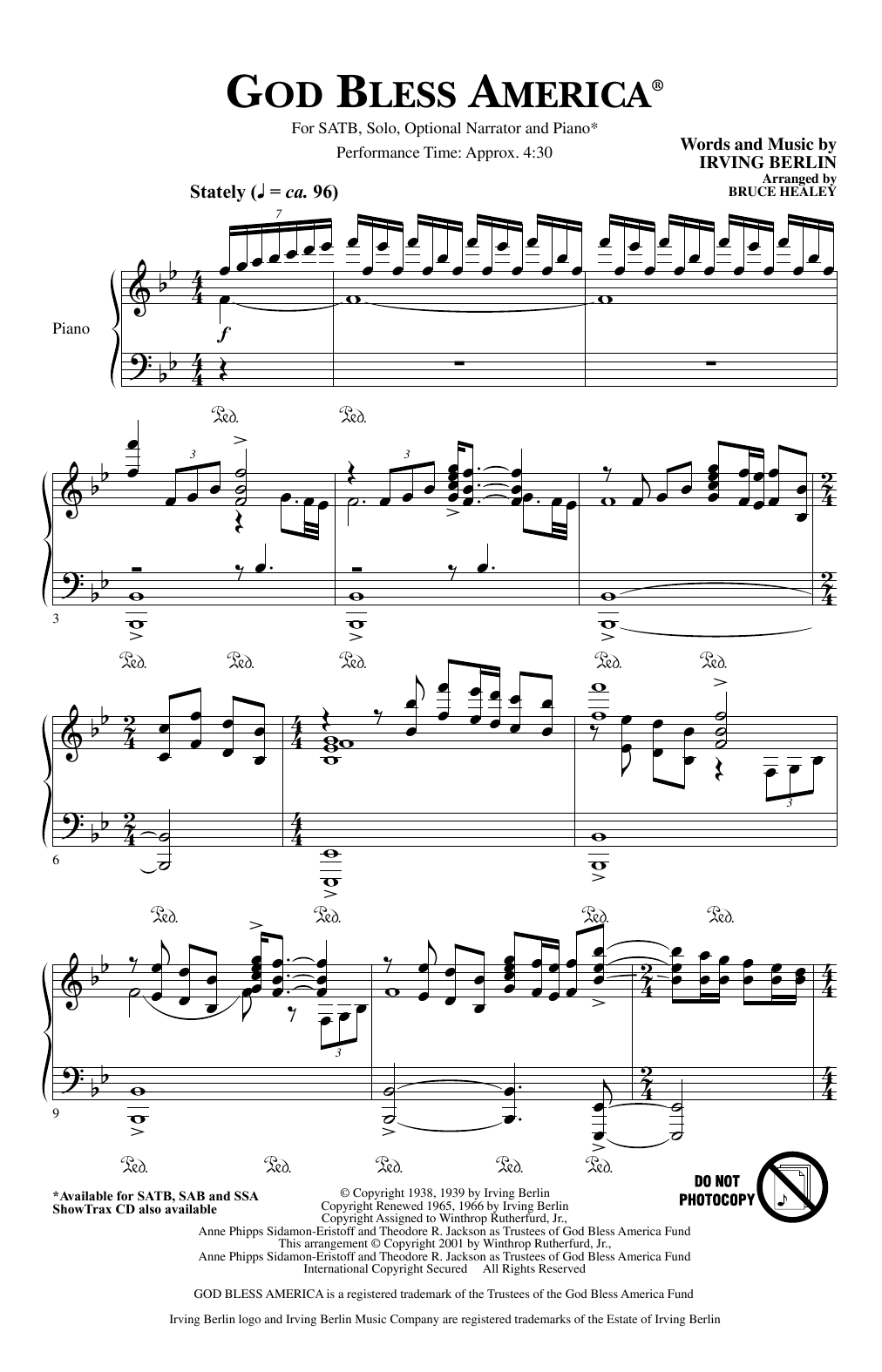 Irving Berlin God Bless America (arr. Bruce Healey) Sheet Music Notes & Chords for SATB Choir - Download or Print PDF