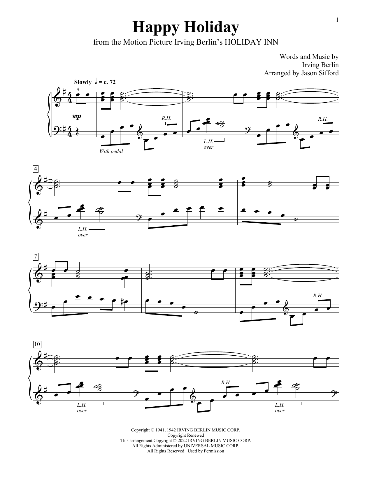 Irving Berlin Happy Holiday (arr. Jason Sifford) Sheet Music Notes & Chords for Educational Piano - Download or Print PDF