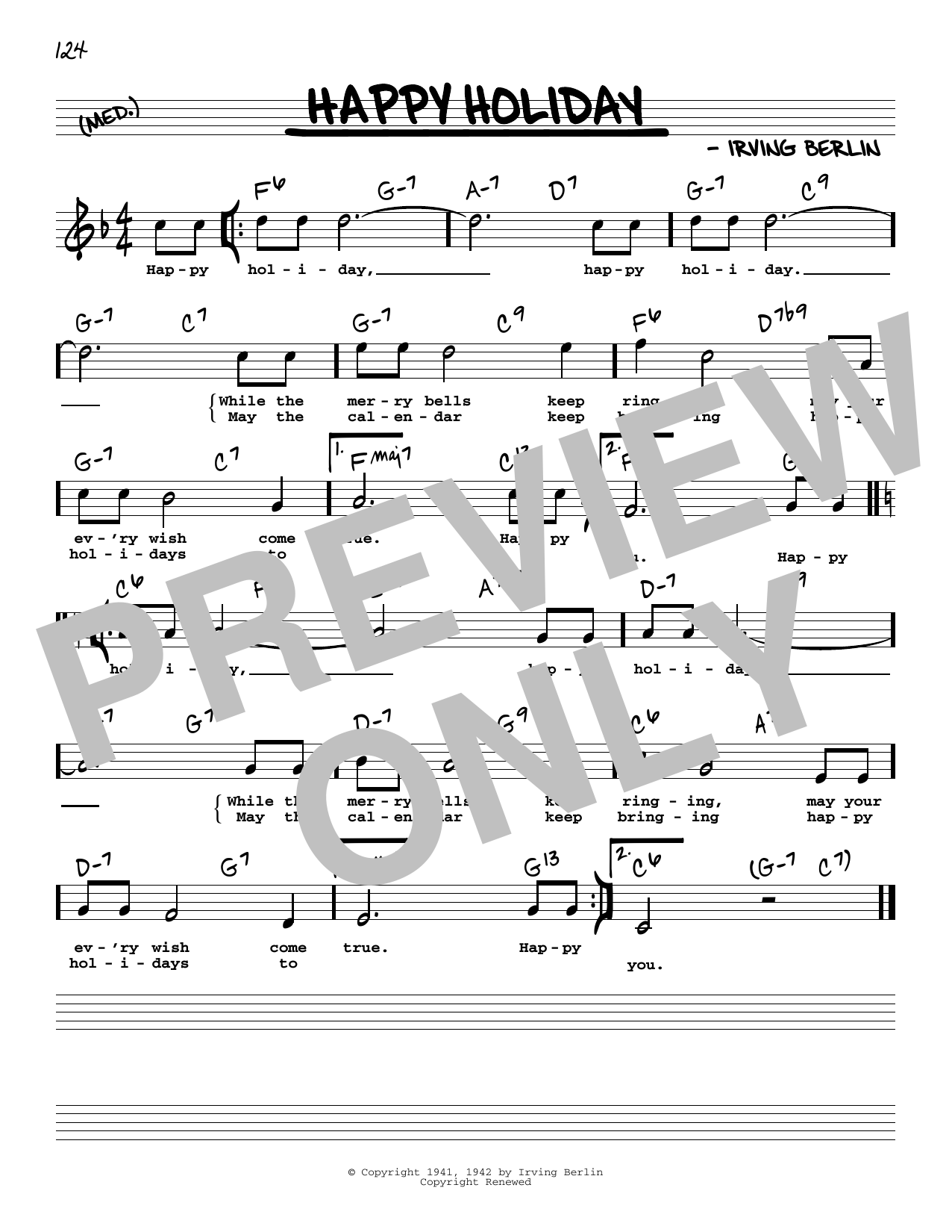 Irving Berlin Happy Holiday (High Voice) (from Holiday Inn) Sheet Music Notes & Chords for Real Book – Melody, Lyrics & Chords - Download or Print PDF