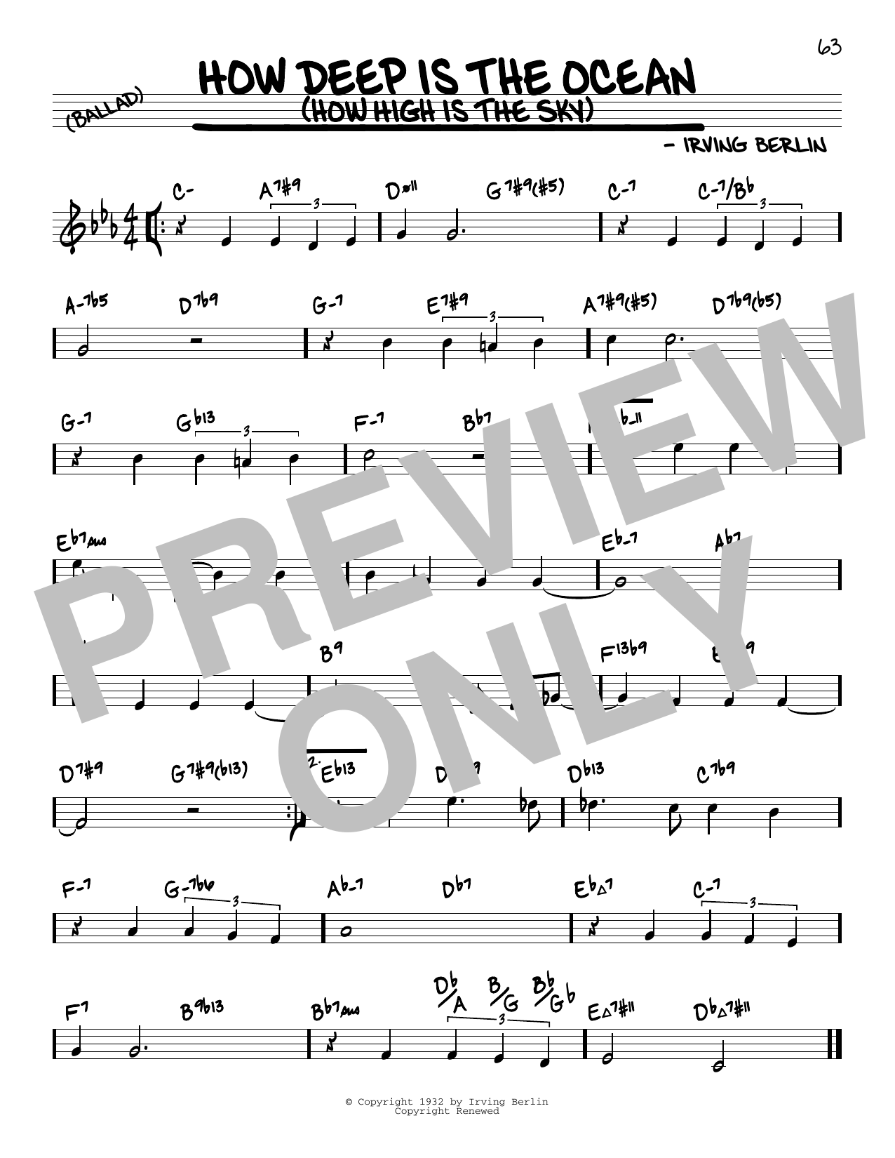Irving Berlin How Deep Is The Ocean (How High Is The Sky) (arr. David Hazeltine) Sheet Music Notes & Chords for Real Book – Enhanced Chords - Download or Print PDF