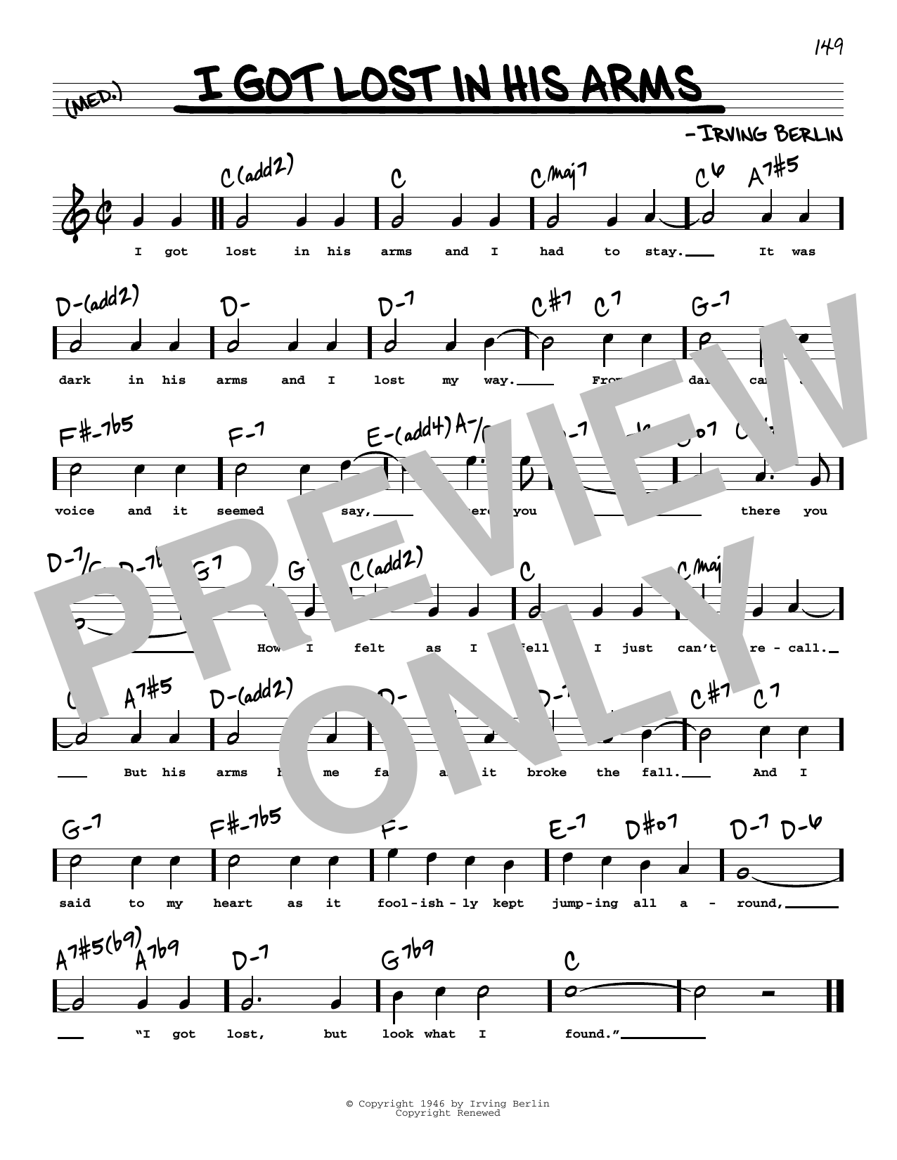 Irving Berlin I Got Lost In His Arms (High Voice) (from Annie Get Your Gun) Sheet Music Notes & Chords for Real Book – Melody, Lyrics & Chords - Download or Print PDF