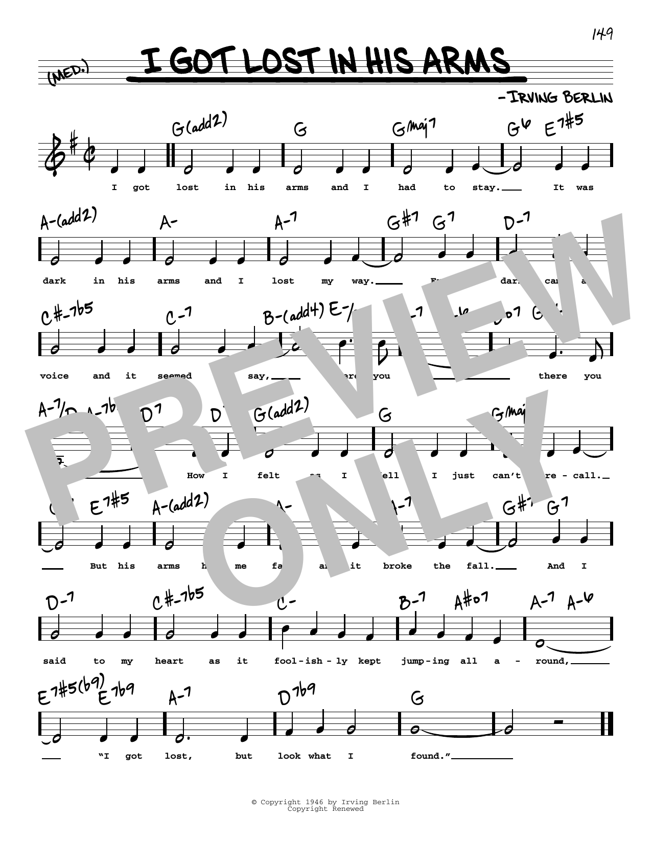 Irving Berlin I Got Lost In His Arms (Low Voice) Sheet Music Notes & Chords for Real Book – Melody, Lyrics & Chords - Download or Print PDF