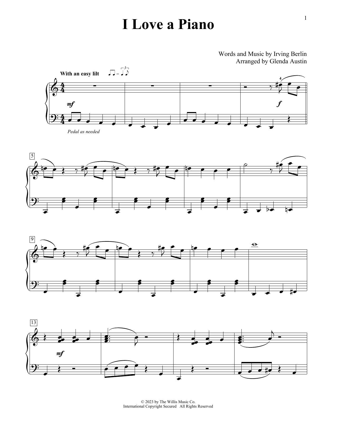 Irving Berlin I Love A Piano (arr. Glenda Austin) Sheet Music Notes & Chords for Educational Piano - Download or Print PDF