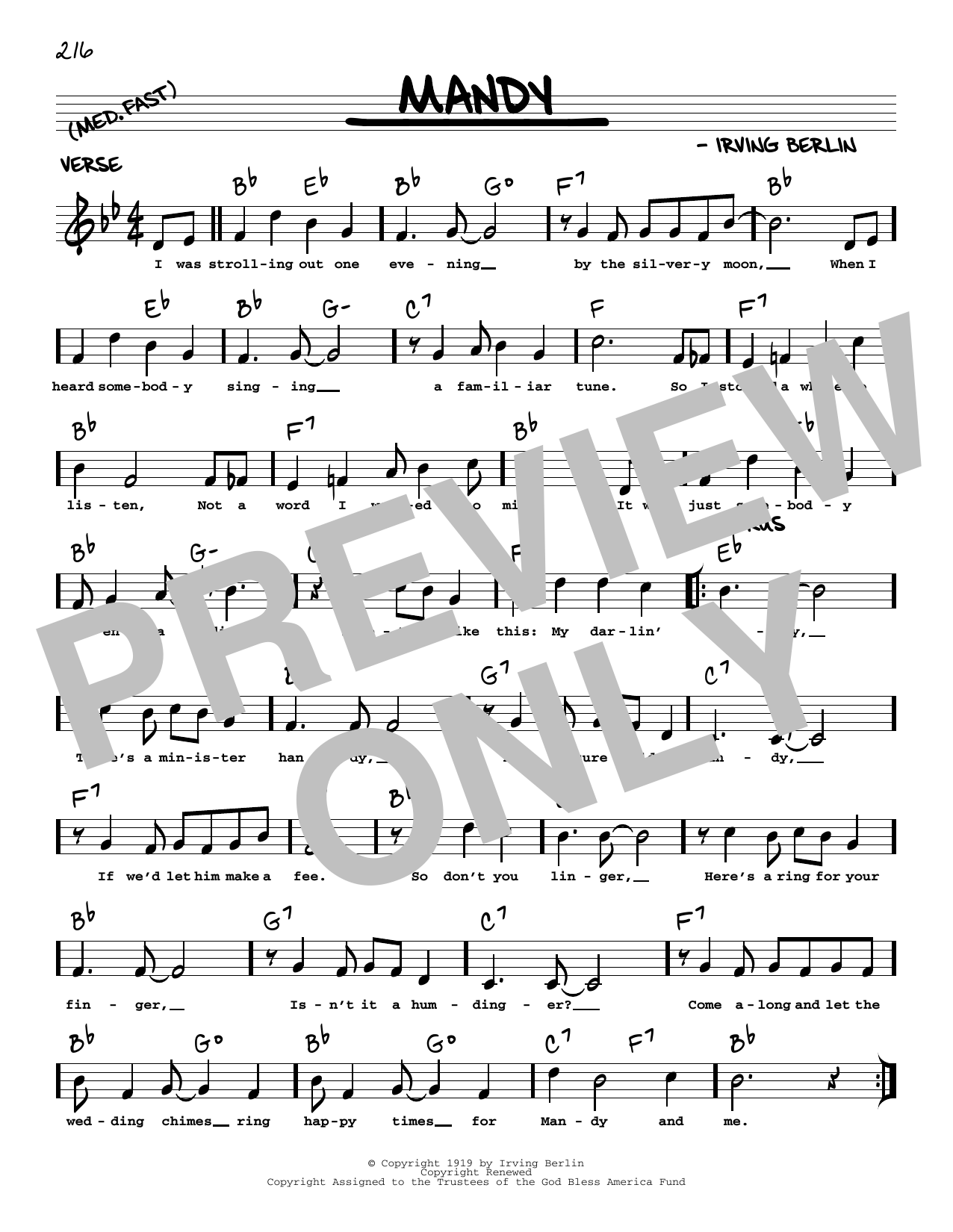 Irving Berlin Mandy (arr. Robert Rawlins) Sheet Music Notes & Chords for Real Book – Melody, Lyrics & Chords - Download or Print PDF