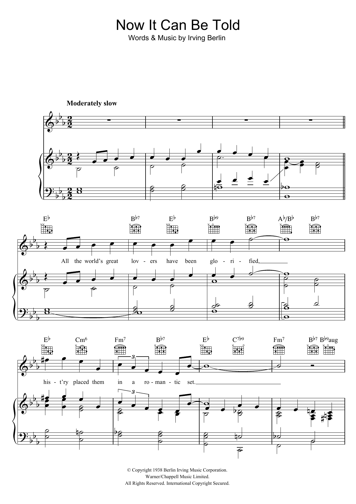 Irving Berlin Now It Can Be Told Sheet Music Notes & Chords for Piano, Vocal & Guitar (Right-Hand Melody) - Download or Print PDF