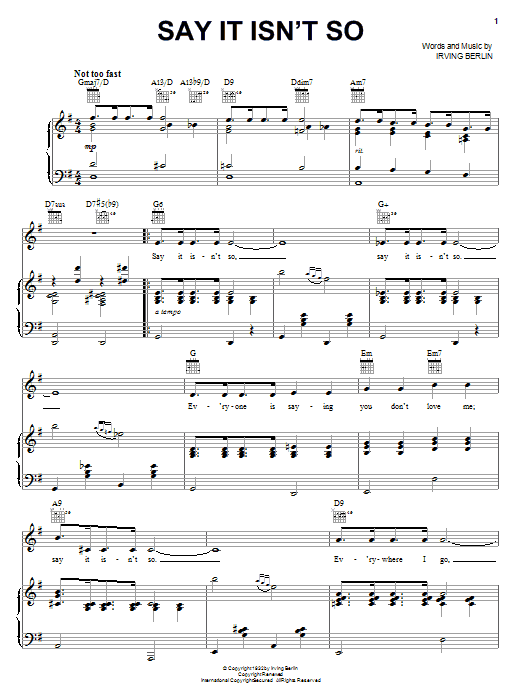 Irving Berlin Say It Isn't So Sheet Music Notes & Chords for Guitar Tab - Download or Print PDF