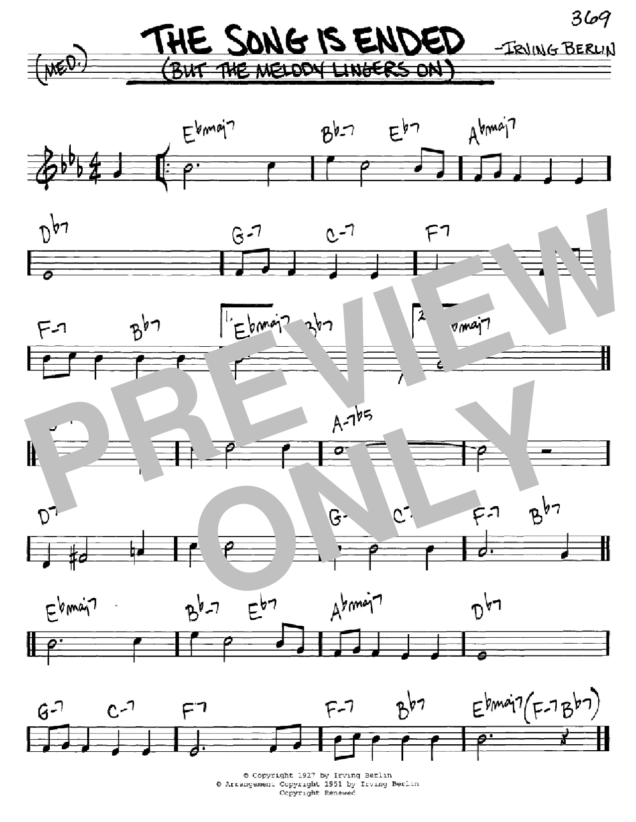 Irving Berlin The Song Is Ended (But The Melody Lingers On) Sheet Music Notes & Chords for Piano, Vocal & Guitar (Right-Hand Melody) - Download or Print PDF