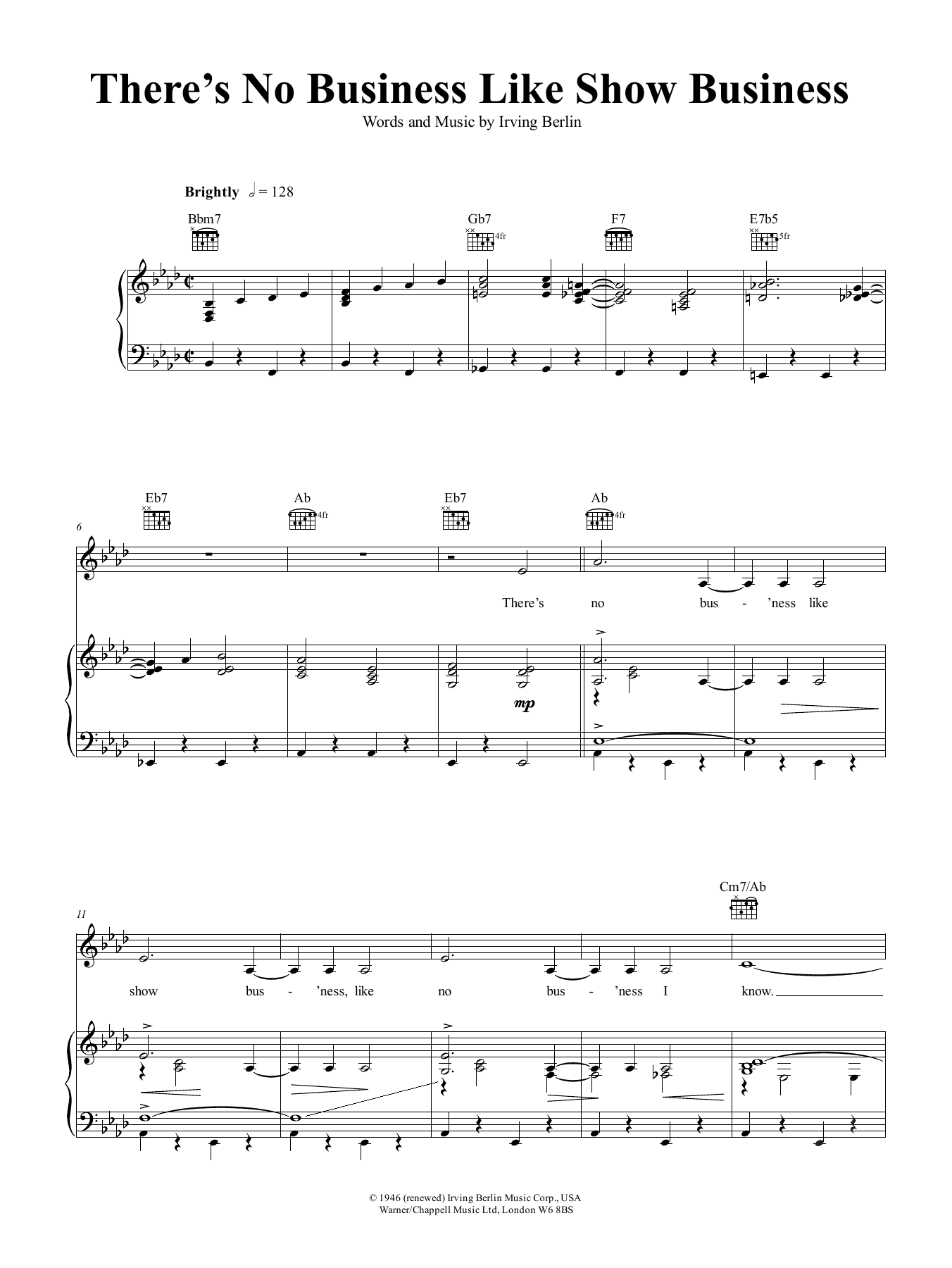 Irving Berlin There's No Business Like Show Business Sheet Music Notes & Chords for Flute - Download or Print PDF