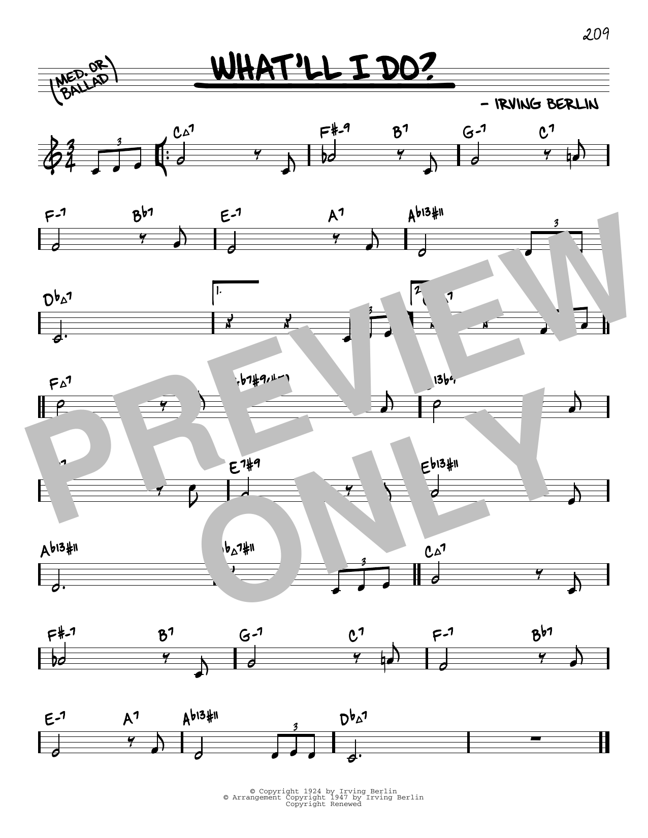 Irving Berlin What'll I Do? (arr. David Hazeltine) Sheet Music Notes & Chords for Real Book – Enhanced Chords - Download or Print PDF