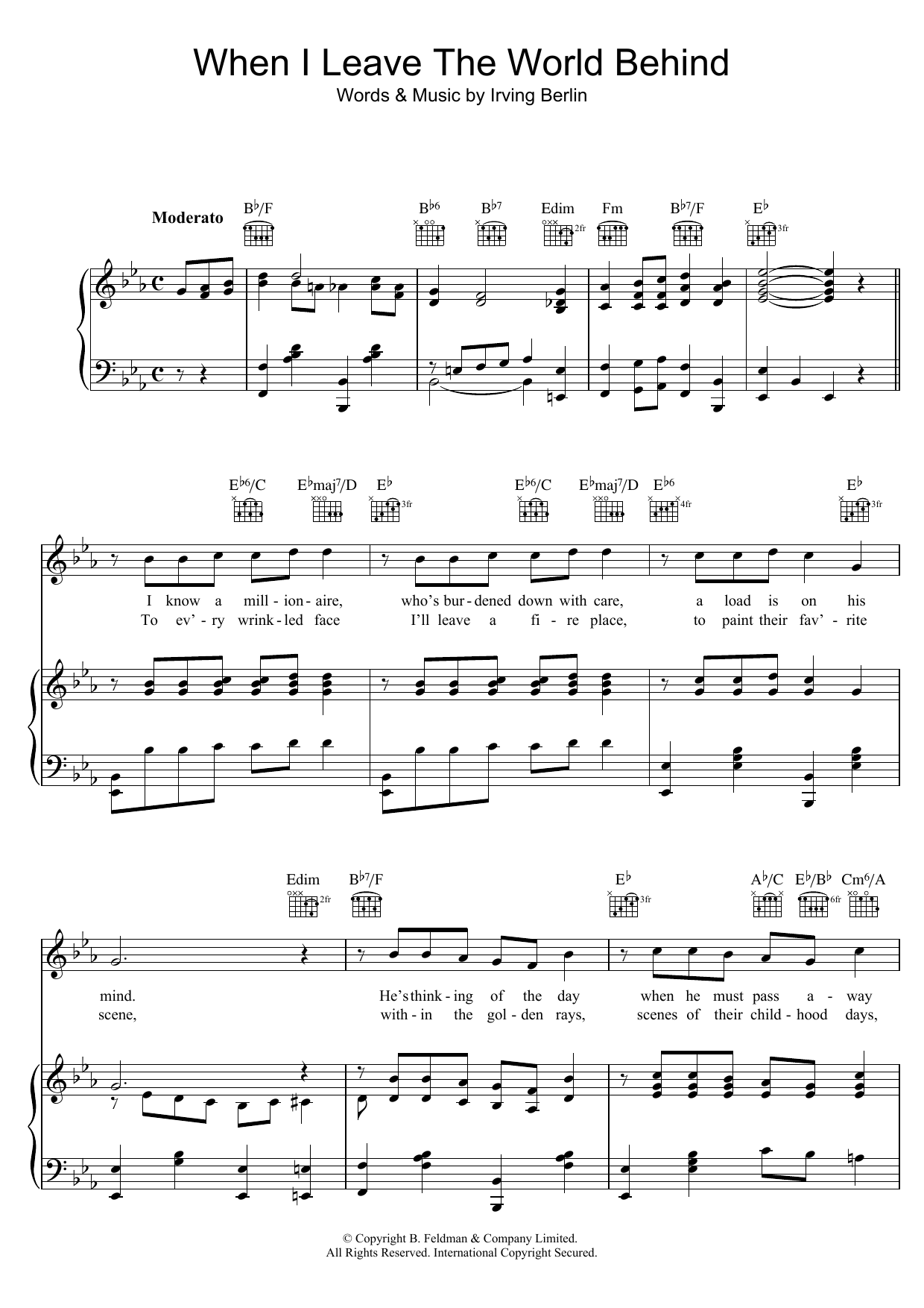 Irving Berlin When I Leave The World Behind Sheet Music Notes & Chords for Piano, Vocal & Guitar (Right-Hand Melody) - Download or Print PDF