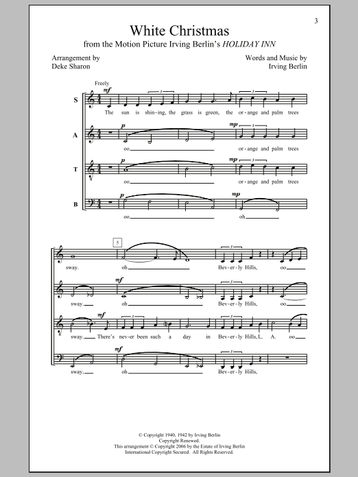 Irving Berlin White Christmas (arr. Deke Sharon) Sheet Music Notes & Chords for TTBB - Download or Print PDF