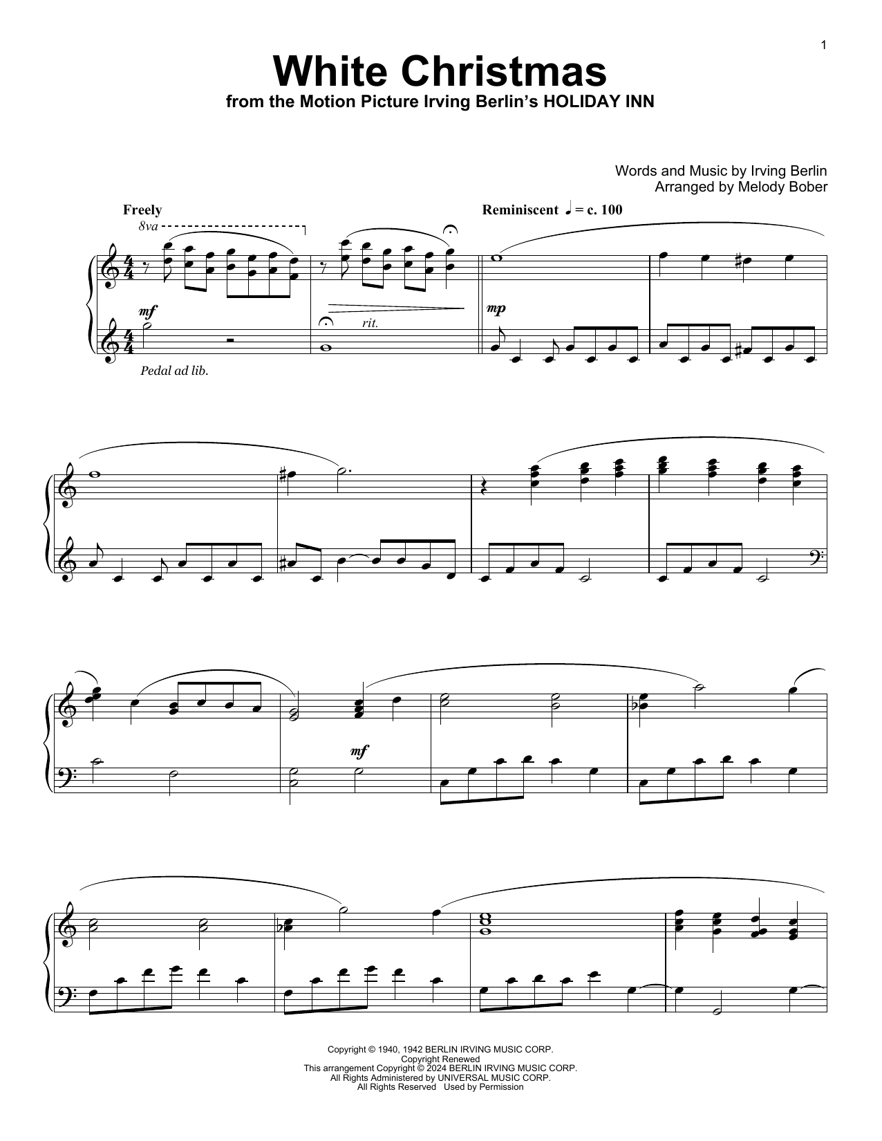 Irving Berlin White Christmas (arr. Melody Bober) Sheet Music Notes & Chords for Educational Piano - Download or Print PDF