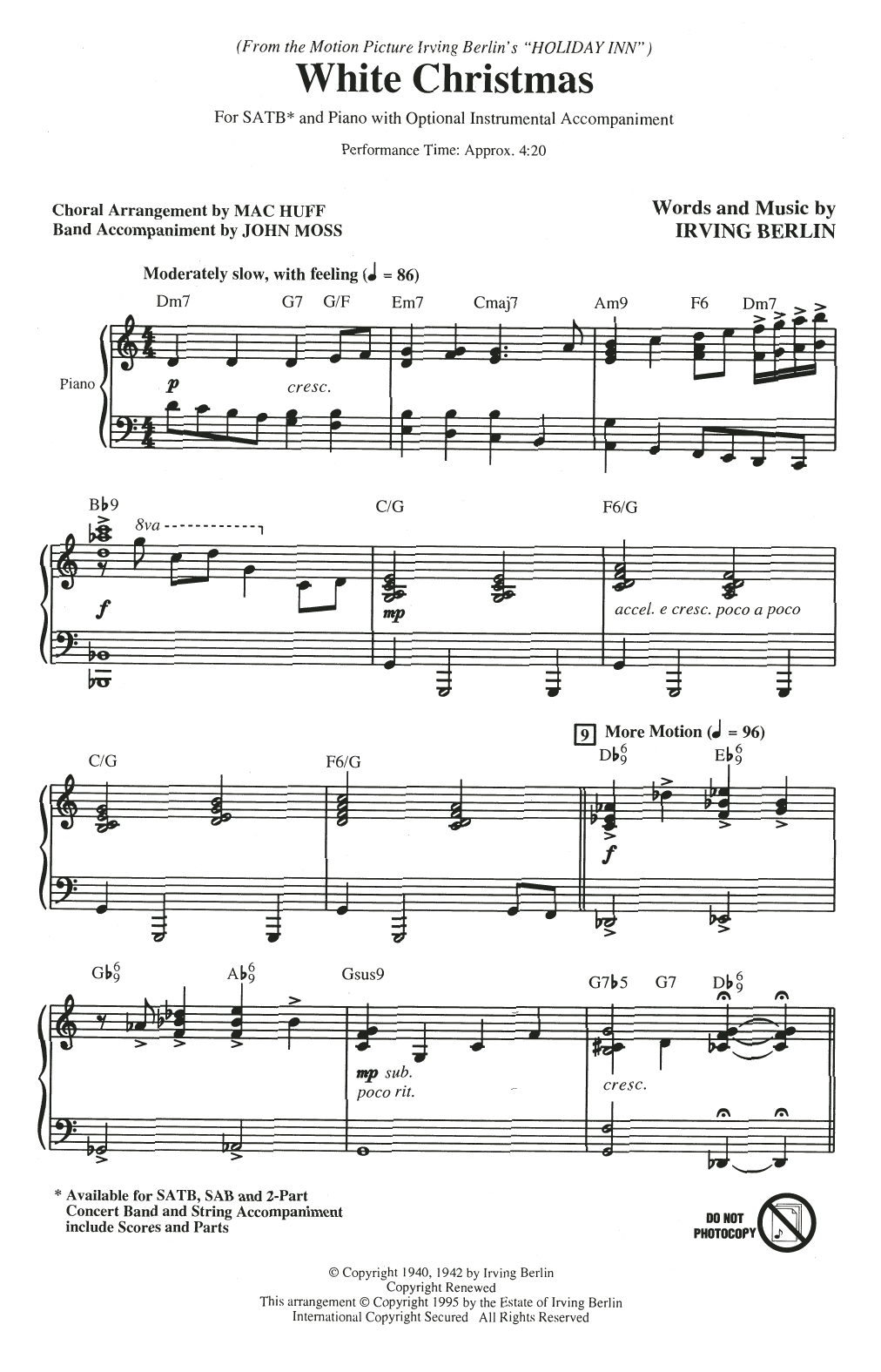 Irving Berlin White Christmas (from Holiday Inn) (arr. Mac Huff) Sheet Music Notes & Chords for SAB Choir - Download or Print PDF